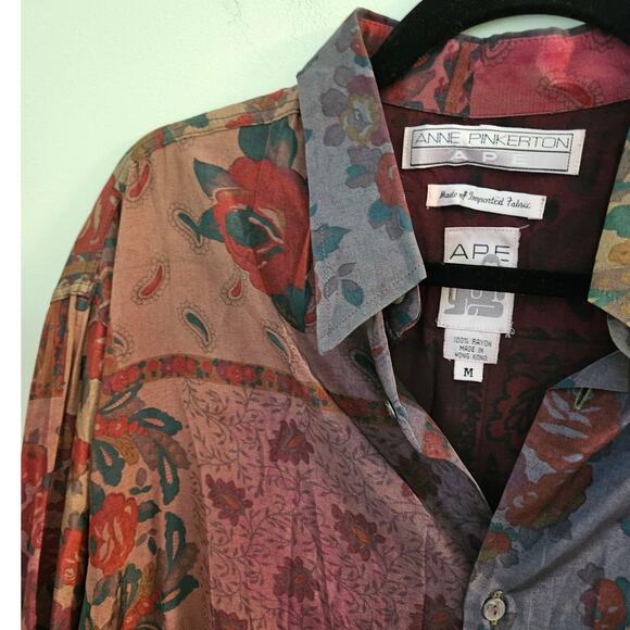 VINTAGE Anne Pinkerton APE 70s Stylish Comfortable Eclectic Unique Blouse Medium - Picture 12 of 12